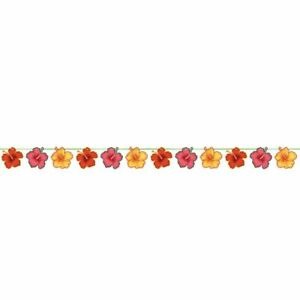 Tropical Flowers Shaped Hibiscus Ribbon Banner 6in x 7ft 1/ct