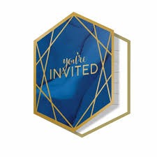 Navy Blue And Gold Geode Invitations 8/ct