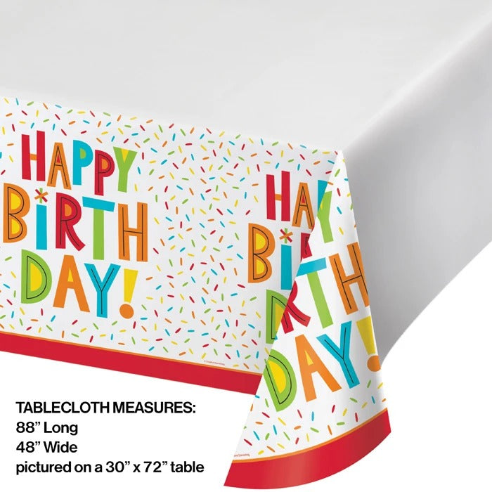 Birthday Fun Plastic Tablecloth 88in x 48in