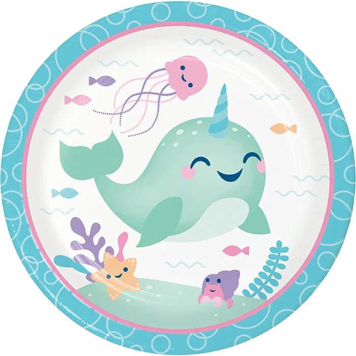 Narwhal Party 9in Dinner Plates 8/ct