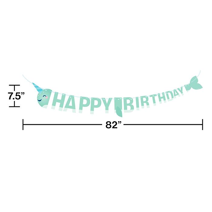 Narwhal Party Shaped Ribbon Banner 7.5in x 82in