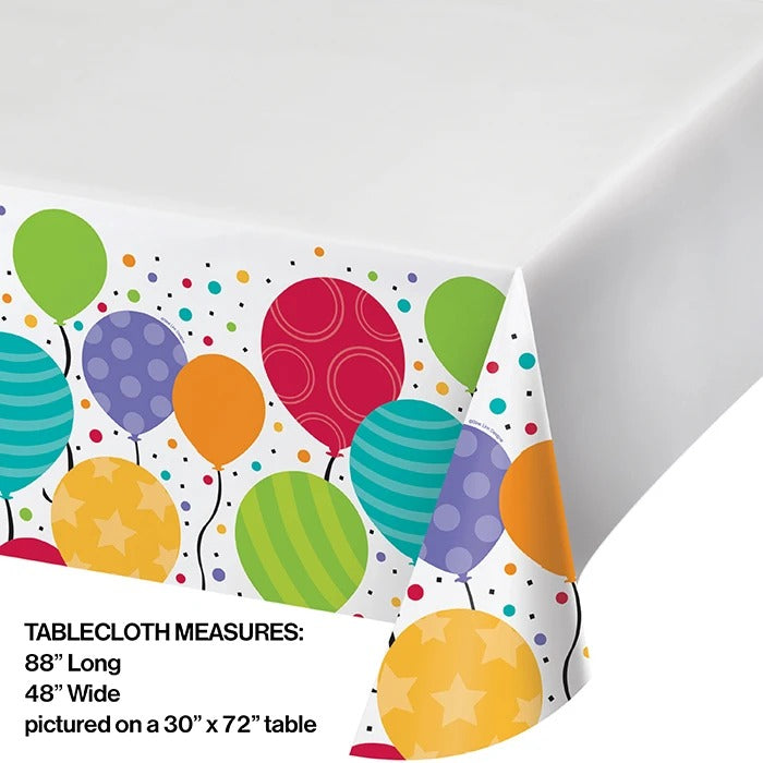 Shimmering Balloons Plastic Tablecover 48 in X 88 in