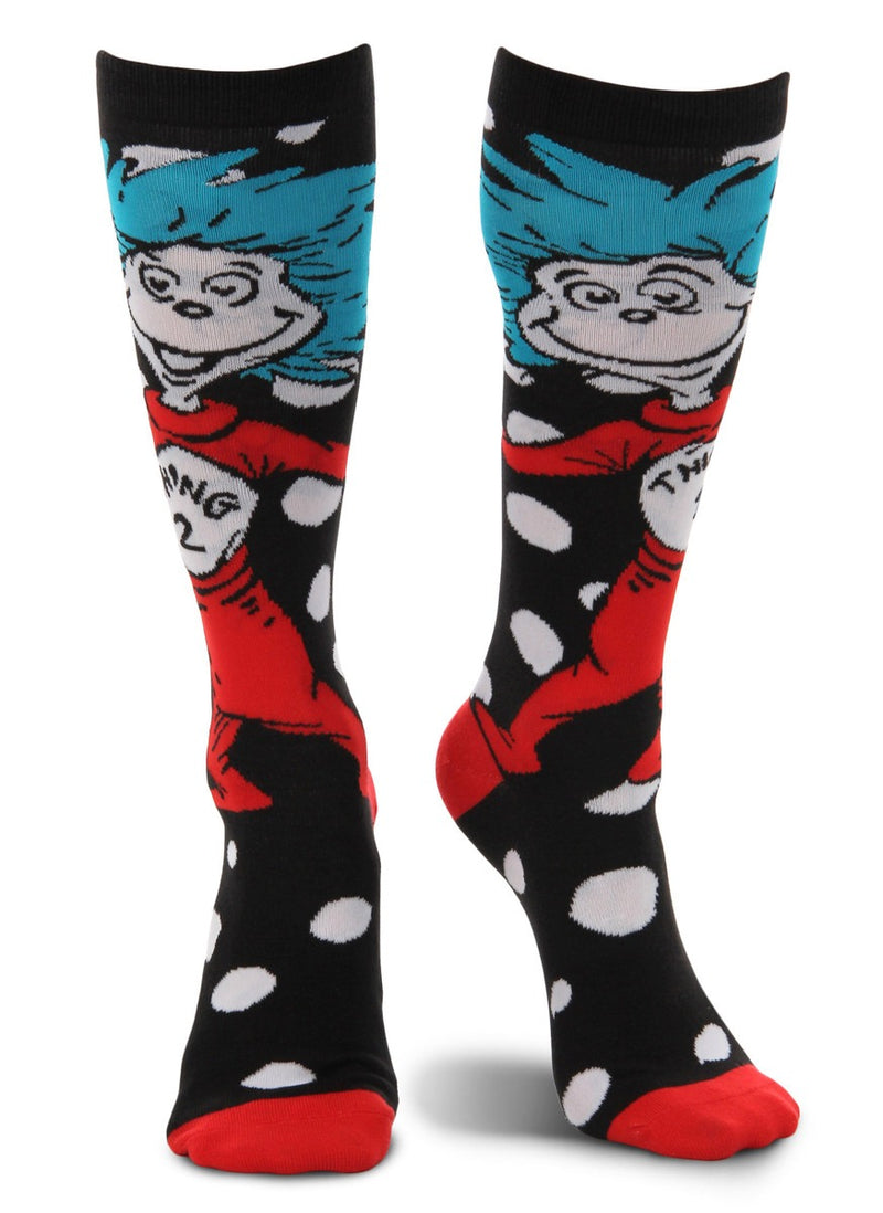 Dr. Seuss The Cat In The Hat Thing 1&2 Knee High Costume Socks