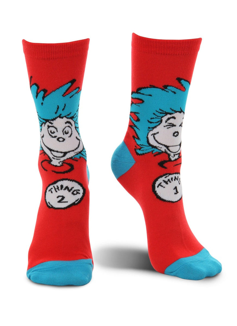 Dr. Seuss The Cat In The Hat Thing 1&2 Costume Crew Socks