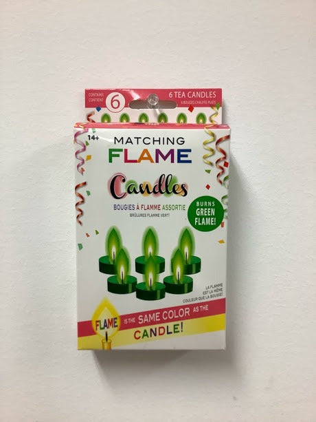 Color Flame Tea Candles - Green 6/ct