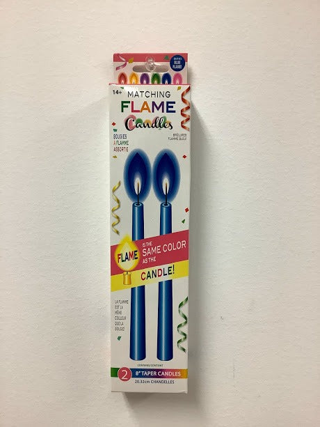 Color Flame Candles - Blue 8in 2/ct