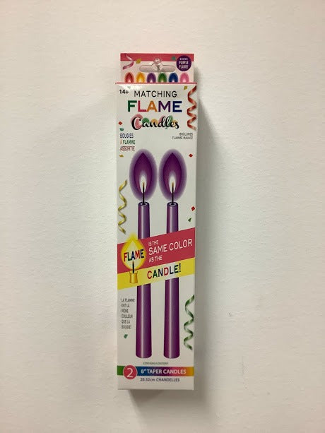 Color Flame Candles - Purple 8in 2/ct