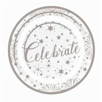 Silver Large Celebrate Plate 10.25in 10/ct