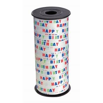 3/16in x100 Yards Happy Birthday Printed Curling Ribbon