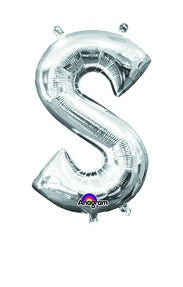 16in Letter S Silver <FONT color="red"><B>Consumer Inflated Air Filled</B></FONT>