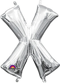 16in Letter X Silver <FONT color="red"><B>Consumer Inflated Air Filled</B></FONT>