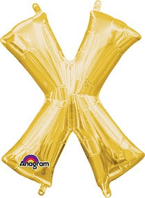 16in Letter X Gold <FONT color="red"><B>Consumer Inflated Air Filled</B></FONT>