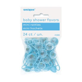 Mini Rattles- Blue Baby Favors 24/ct