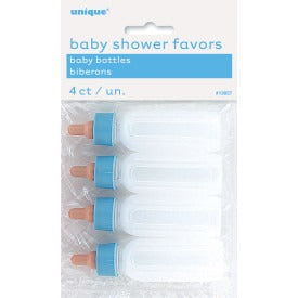 Baby Bottles Favors - Blue Top 3.5in 4/ct