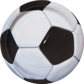 3D Soccer Round Dessert Plates 7in 8/ct