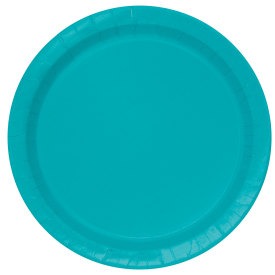 Caribbean Teal Solid Round 9in Dinner Plates, 16ct