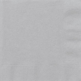 Silver Solid Beverage Napkins, 20ct