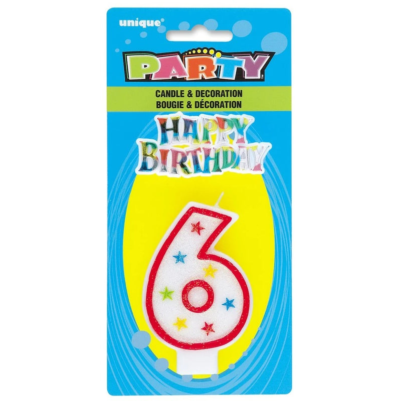 Number 6 Birthday Candle And Cake Topper 2/ct