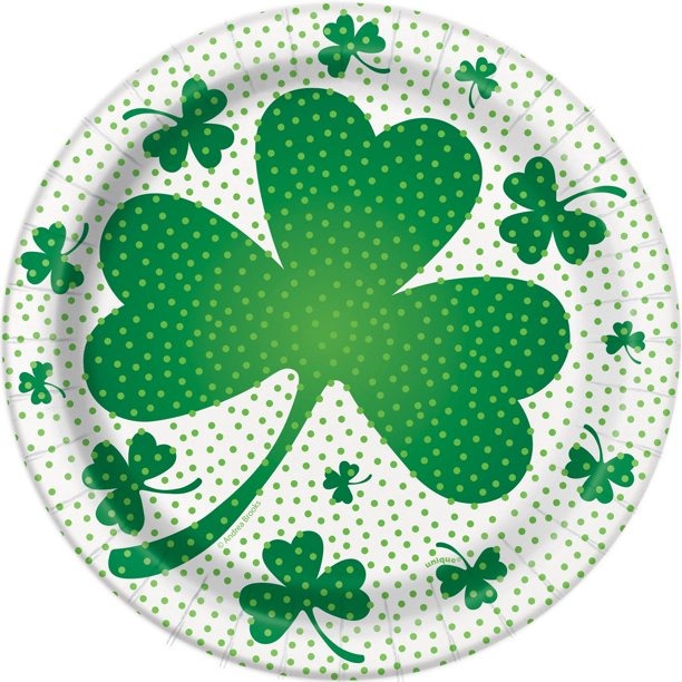 Lucky Shamrock Dessert Plate 7in 8/ct