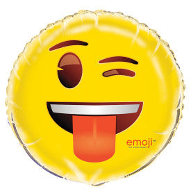 Wink Emoji Round Foil Balloon 18in, Packaged