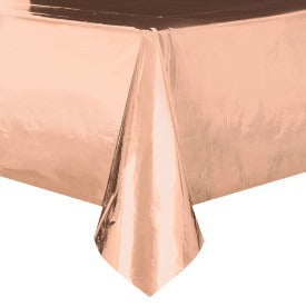 Rose Gold Foil Rectangular Plastic Table Cover 54in x 108in