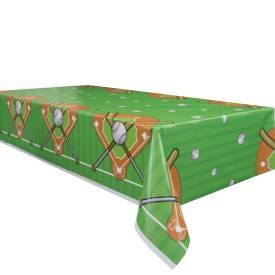 Baseball Rectangular Plastic Table Cover, 54in x 84in