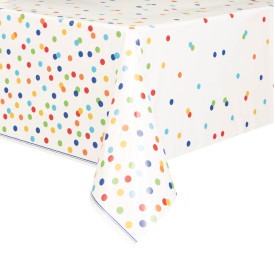 Rainbow Polka Dots Rectangular Plastic Table Cover 54in x 84in