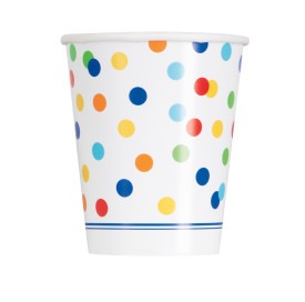 Rainbow Polka Dots Paper Cups 9oz 8/ct