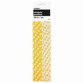 Sunflower Yellow Dots Paper Straws 10/ct