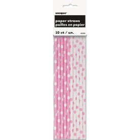 Lovely Pink Dots Paper Straws 10/ct