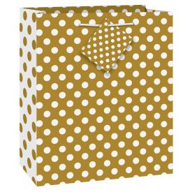 Gold Dots Medium Gift Bag 7in x 4in x 9 in