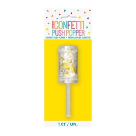 Foil Confetti Push Popper - Gold/Silver 1/ct