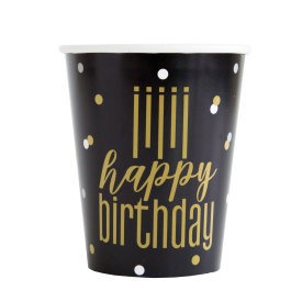 Metallic Happy Birthday Paper Cups 9oz 8/ct