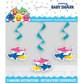 Baby Shark Hanging Swirl Decorations, 26in, 3ct
