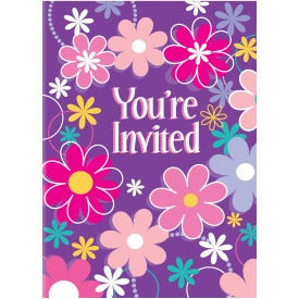 Birthday Blossoms Invitations 8/ct