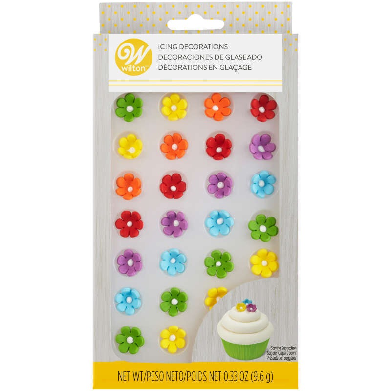 Mini Daisy Multi-Color Icing Decorations 32/ct